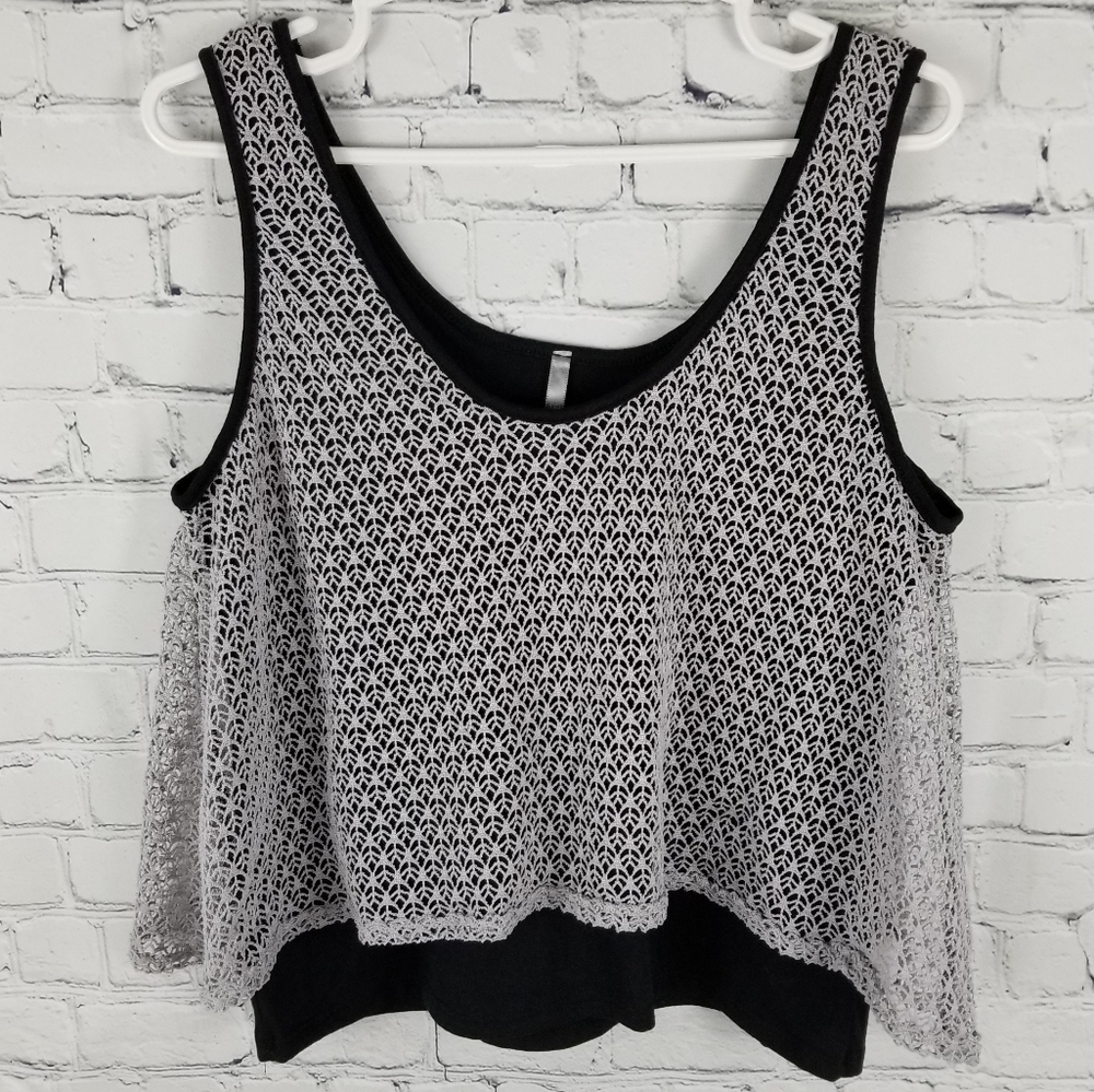 2 HEARTS | cropped layered netting tank top